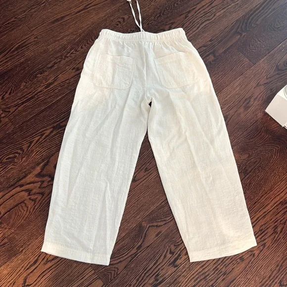 Zara cream linen drawstring pant - Picture 3 of 3